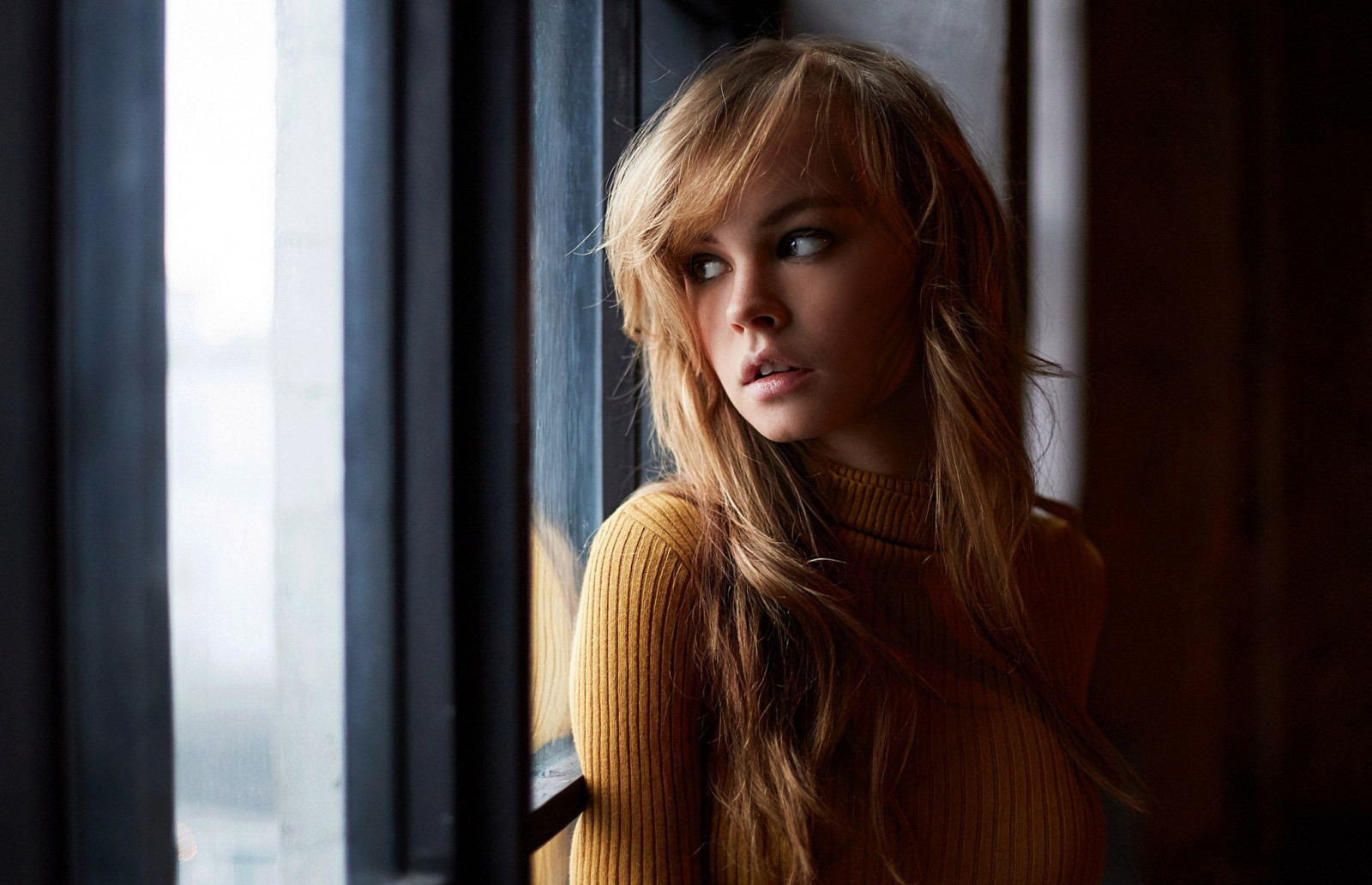 Wallpaper Face Women Model Blonde Window Looking Away Long Hair