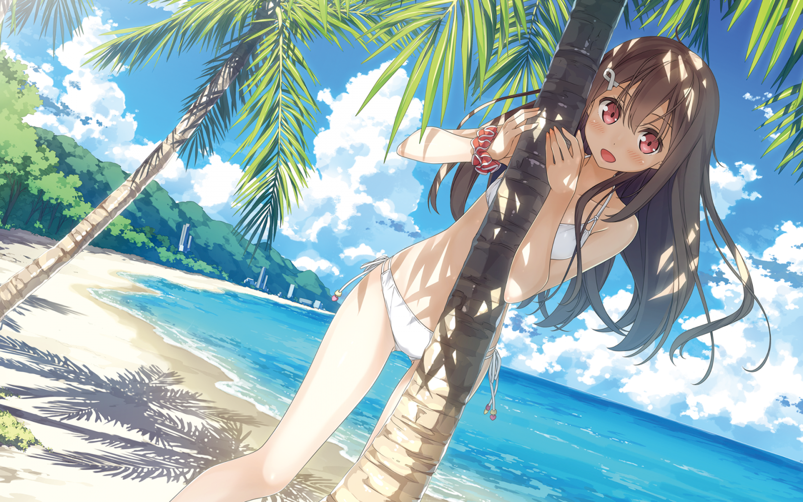 Anime Art Anime Bikini Ruffles Tropical Palm Tree The Best Porn Website
