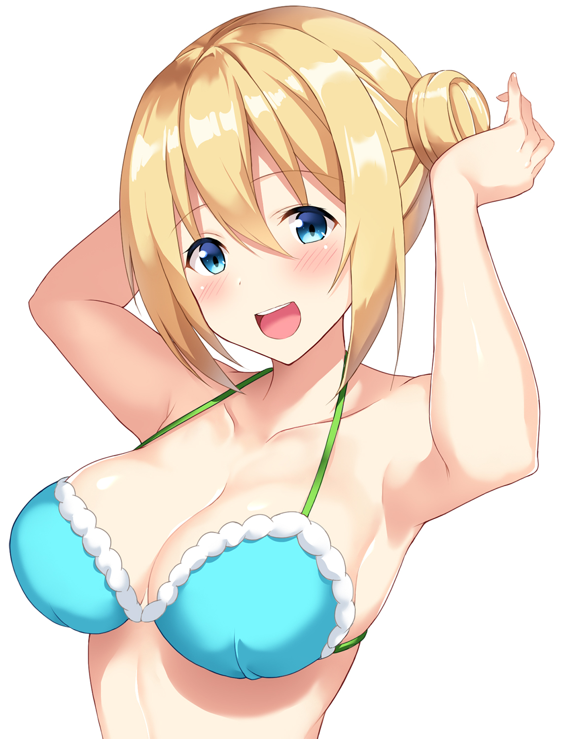 Wallpaper Hinata Kaho Blend S Anime Girls Cleavage Blonde Blue