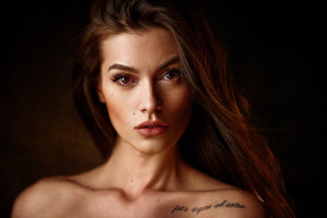 Wallpaper Mariya Volokh Women Model Brunette Long Hair Brown Eyes Looking At Viewer