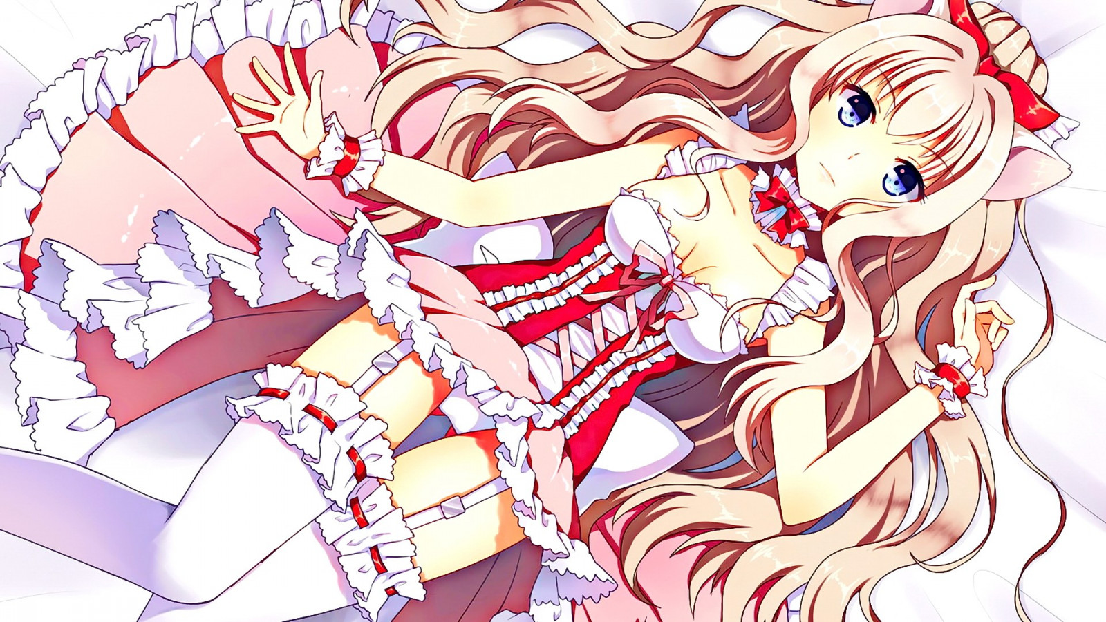 Wallpaper Illustration Blonde Long Hair Anime Girls Blue Eyes