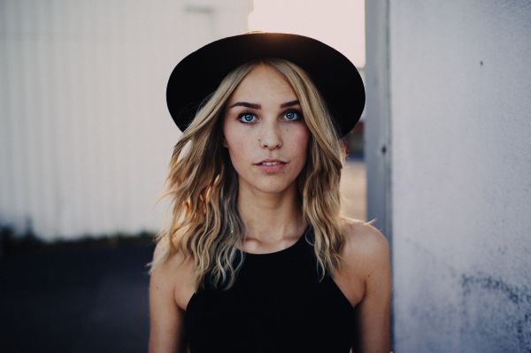 Wallpaper Black Women Model Blonde Blue Eyes Photography Dress