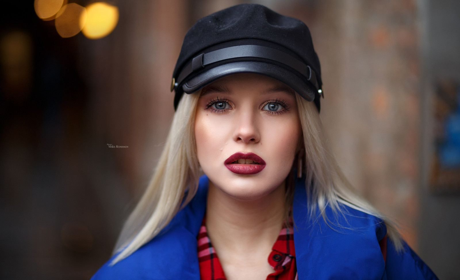 Wallpaper Women Blonde Red Lipstick Face Maksim Romanov Depth Of