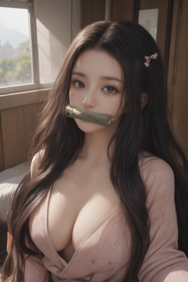 AIGC, beautiful, breasts, cleavage, cosplay, Demon Slayer