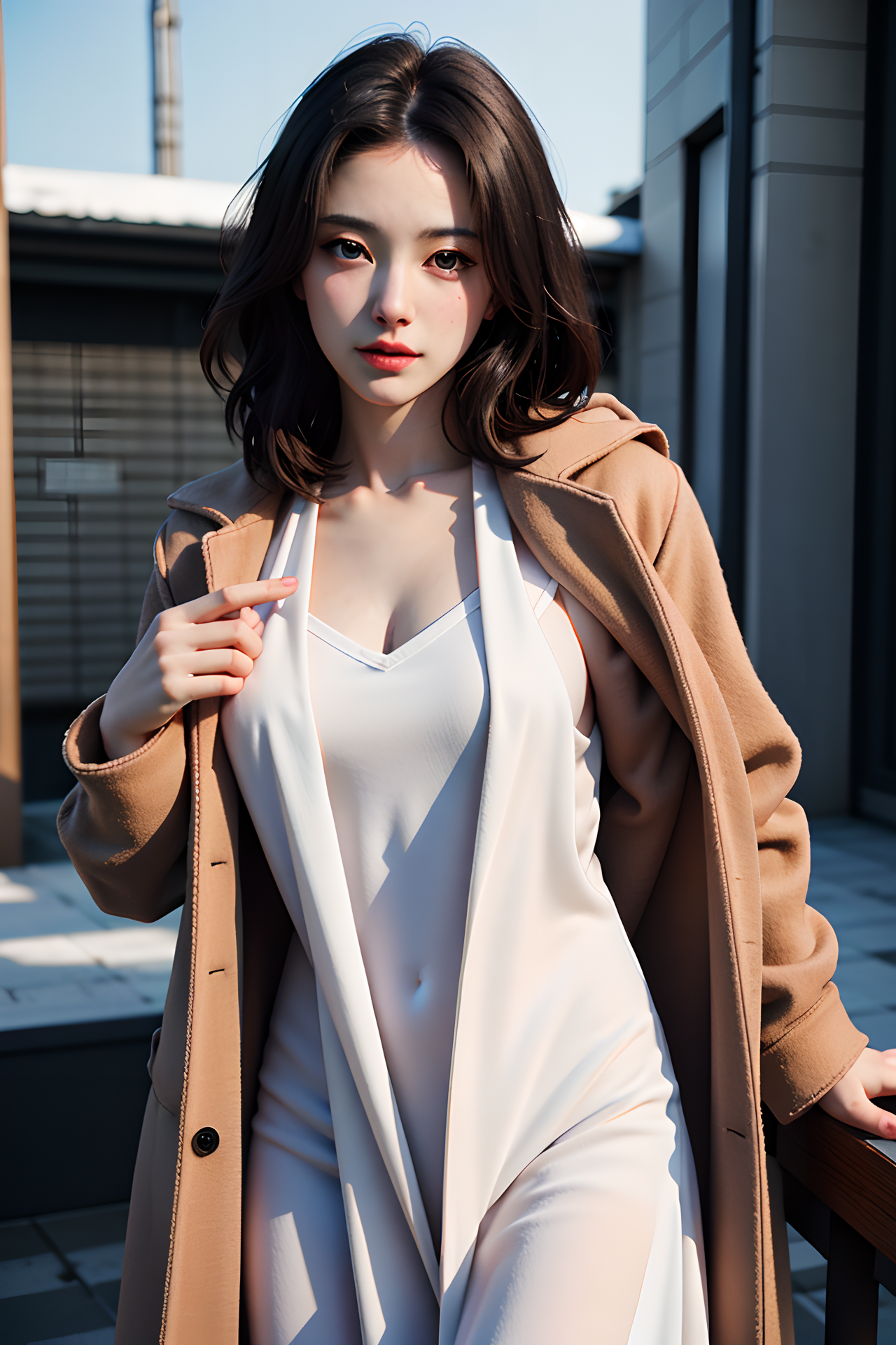 boobs, coat, sexy, winter, woman