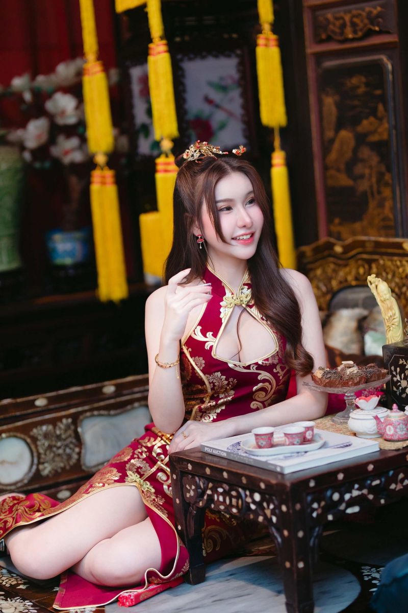 cheongsam,tepotte,kvinde