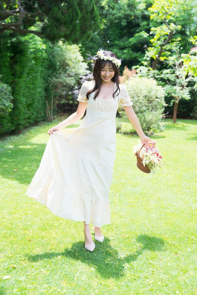 连衣裙, 花园, 夏季, 白色