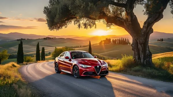 car,Italy,red,road,romeo,summer