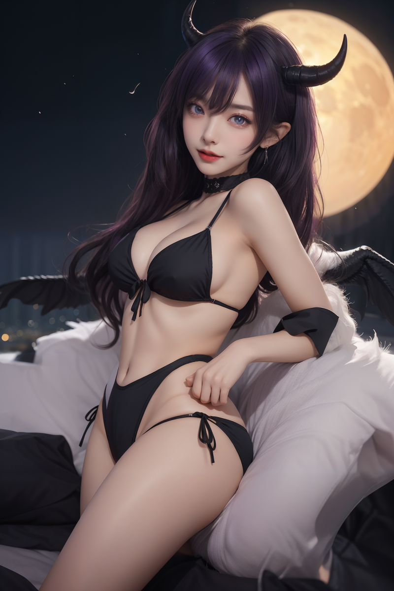 ai art,AI Girl,AIGC,bikiny,black bikini,prsník