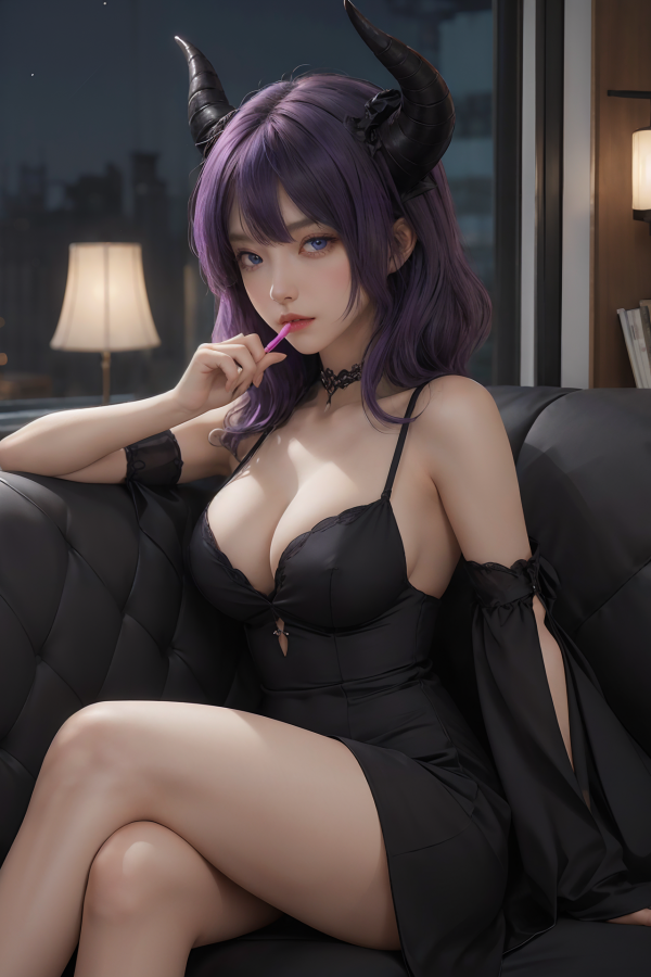 ai art,AI Girl,AIGC,black dress,breast,choker
