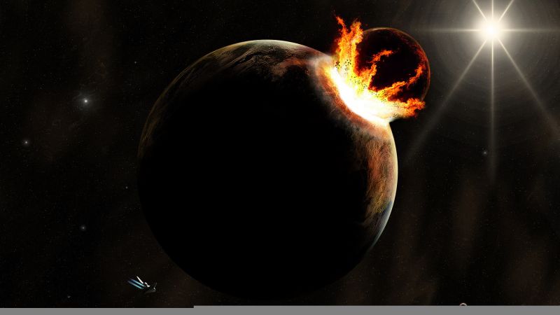 kollision,planet,plads,påvirkning