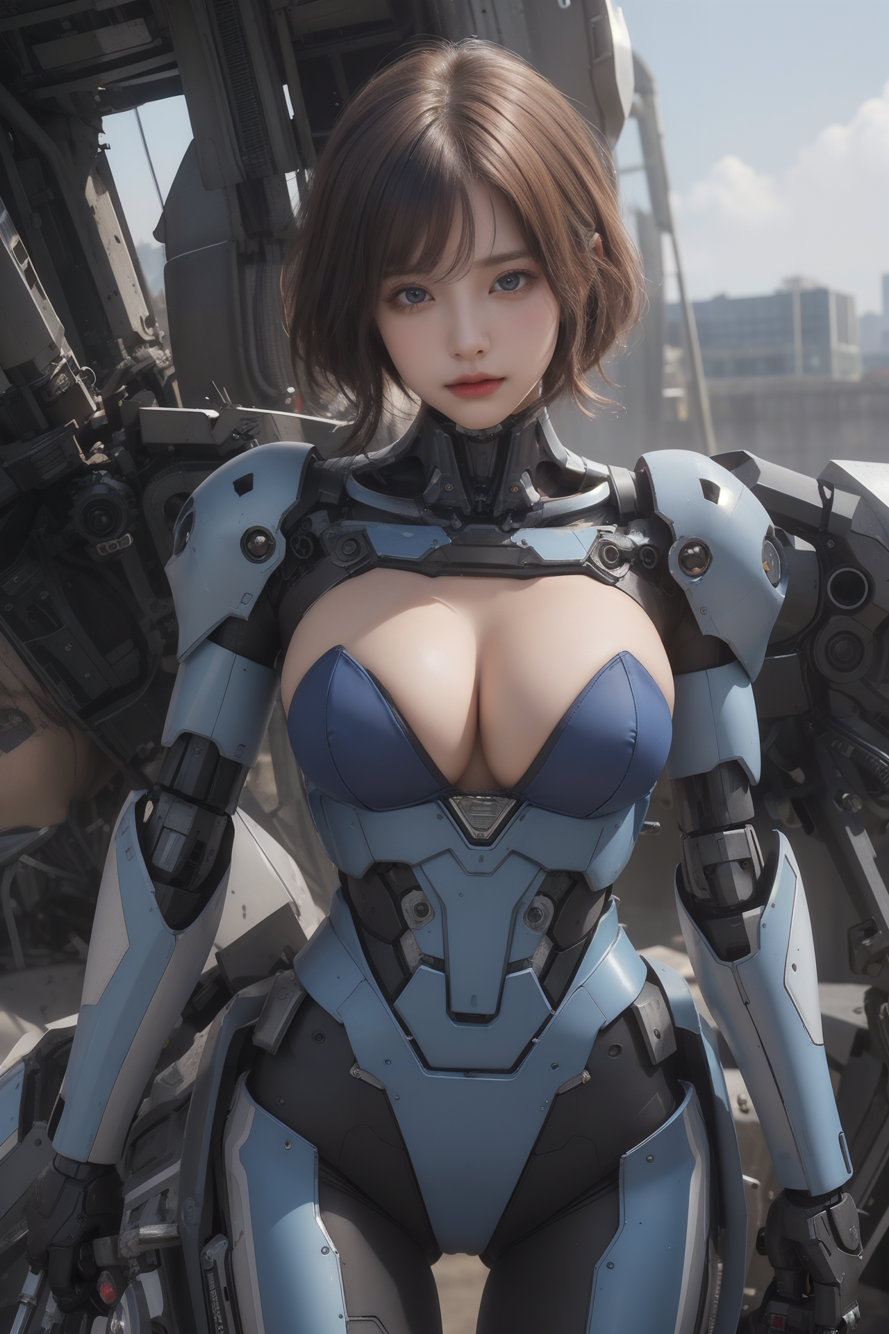 AIGC, armor, beautiful, breasts, cleavage, cosplay, girl, mecha, release, robot, sexy