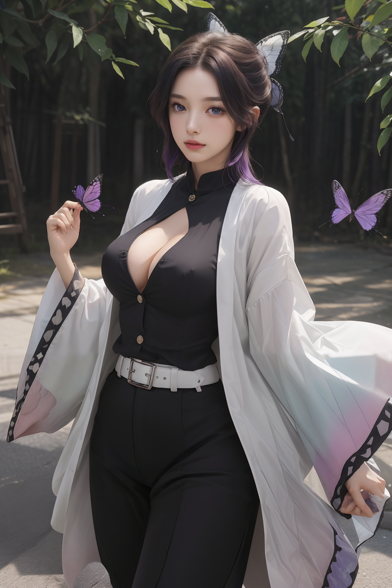 AIGC, anime girls, beautiful, breasts, cleavage, cosplay, Demon Slayer, female, girl, Kimetsu no Yaiba, Kochou Shinobu, sexy, sweet