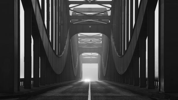 black and white,fog,mist,bridge,Germany,haze