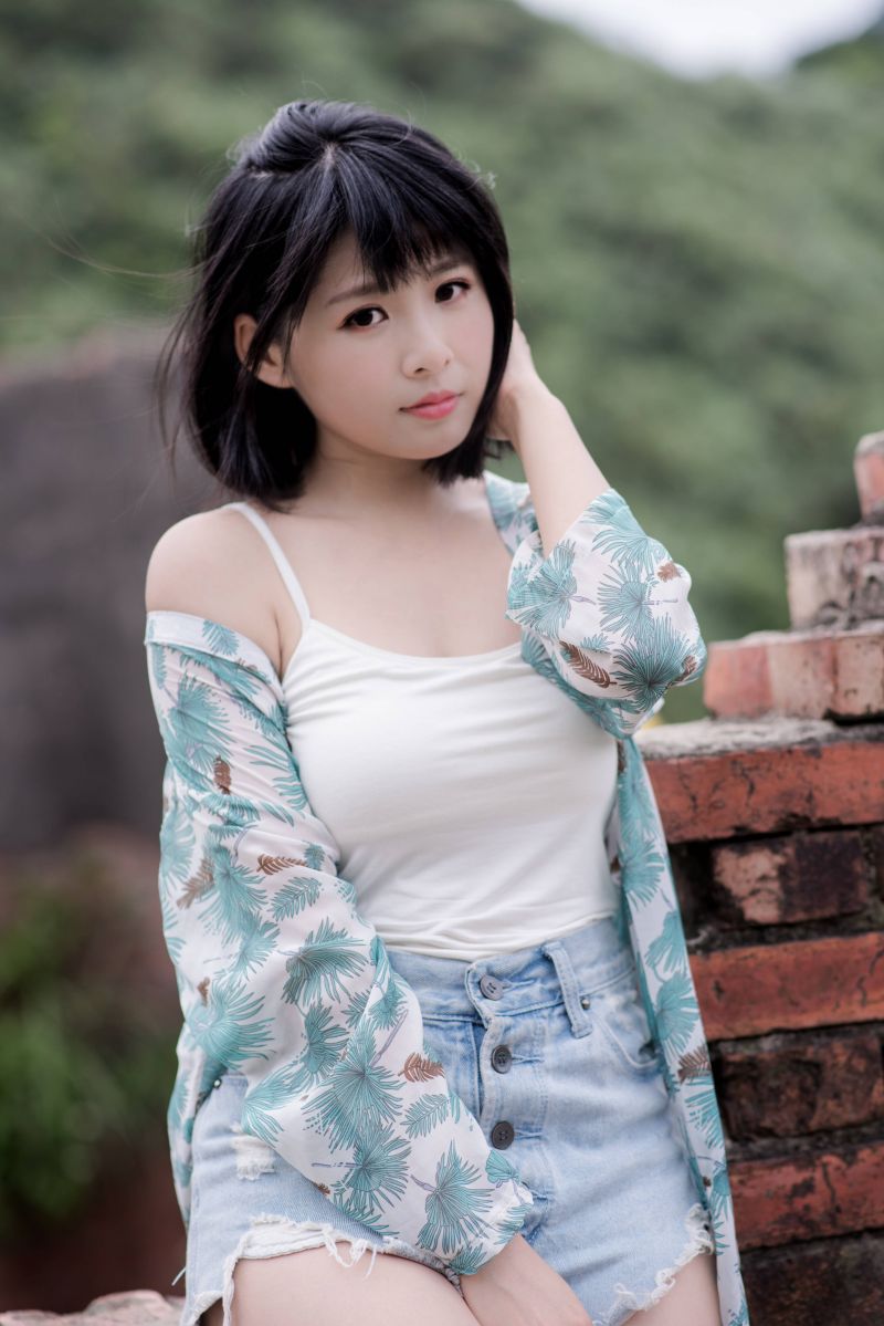 Asian, denim, sheer, short hair, shorts, tank top Asian, denim, sheer, short hair, shorts, tank top