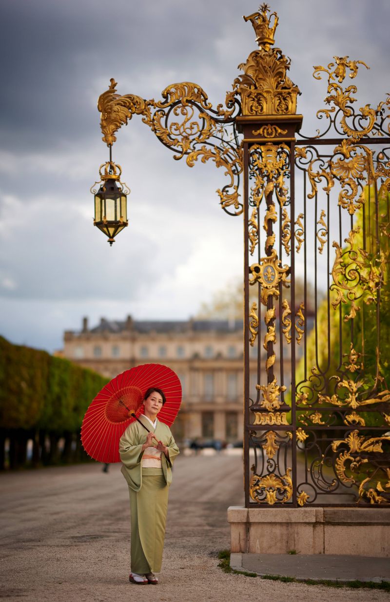 KUNST,asiatisk,bambus,sort og hvid,blå,ceremoni