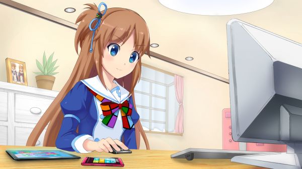 Madobe Ai,uniform,Windows 8,computer,mobile
