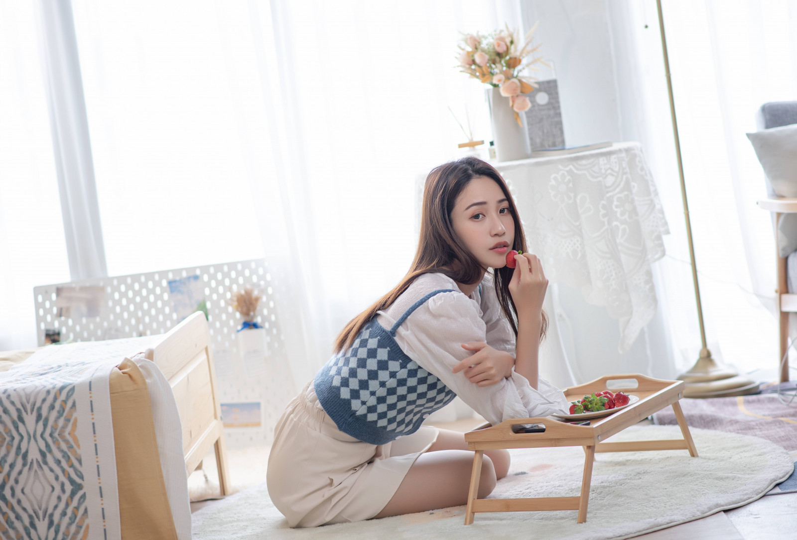 blau, Checker, stricken, Mini, Rock, Weste