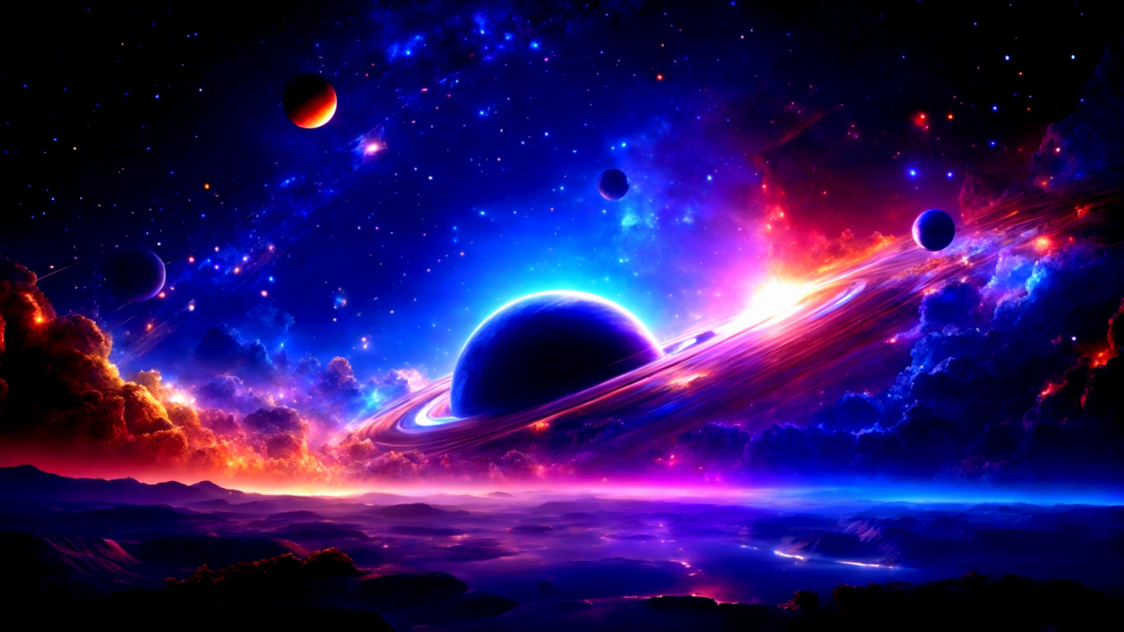 black, blue, mix, planet, universe