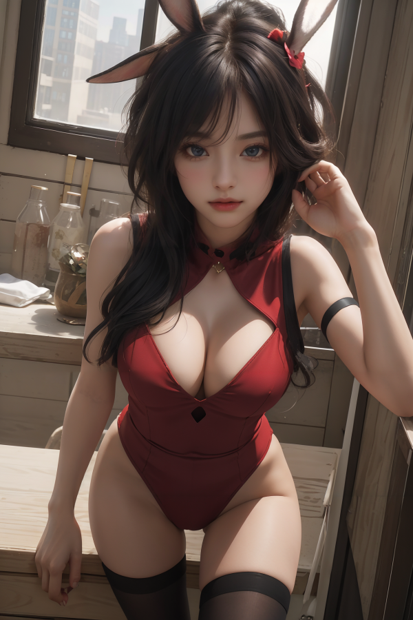 AIGC,beautiful,breasts,bunny,cleavage,cosplay