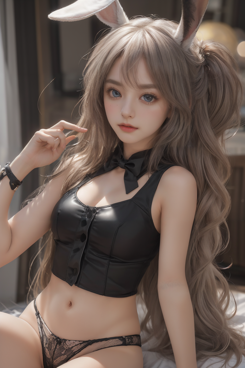 AIGC,Krásná,poprsí,výstřih,cosplay,Králíček