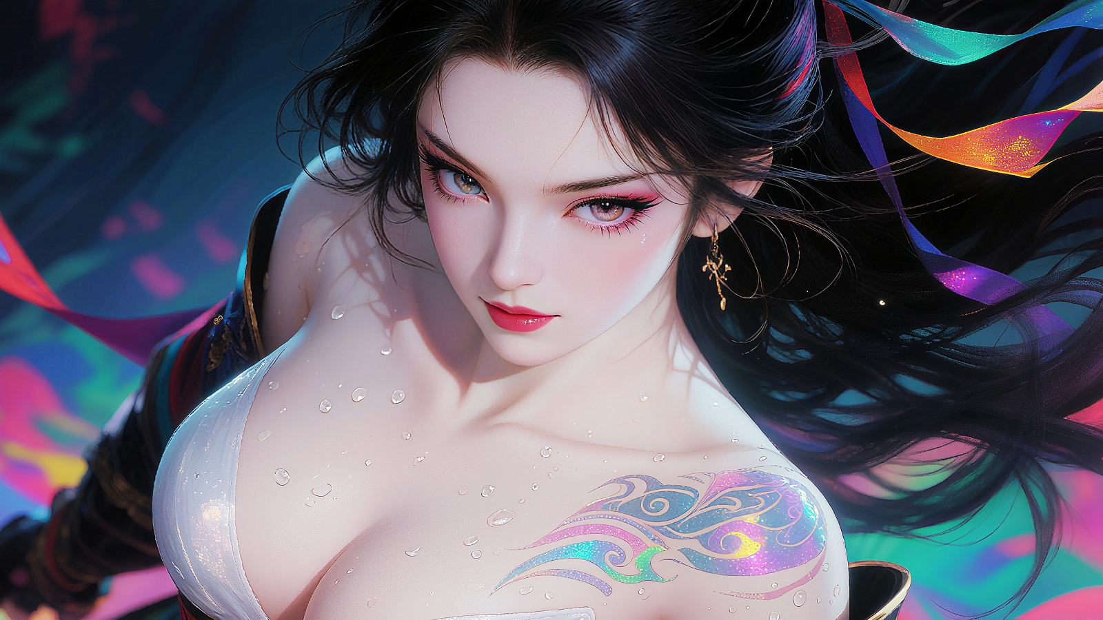 소녀, 섹시한, 여자, 공상