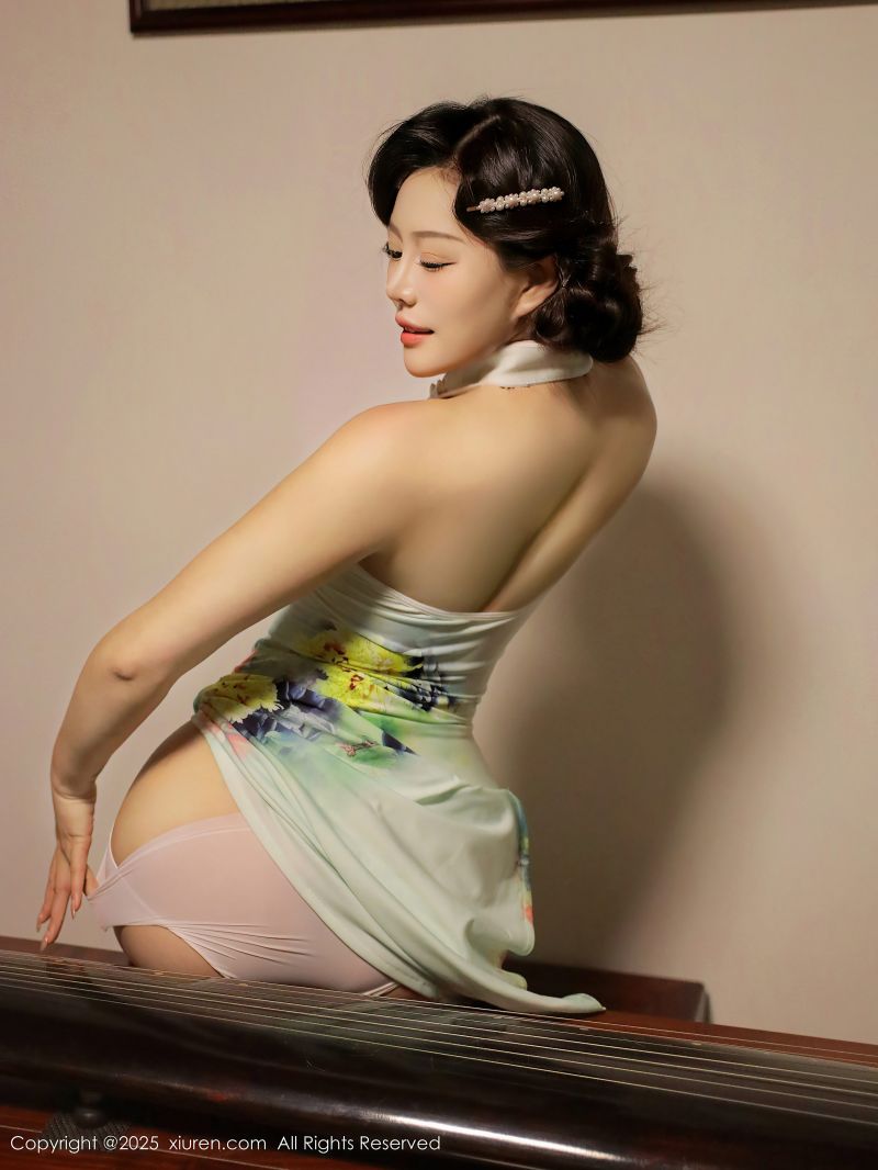 asijský, pryč, Pozadí, cheongsam, temný, šaty