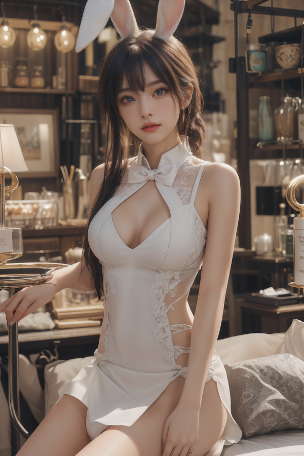 AIGC, beautiful, breasts, bunny, cleavage, cosplay