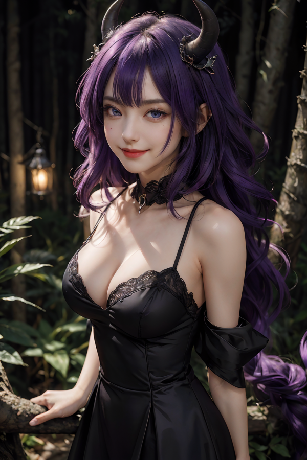ai art, AI Girl, AIGC, black dress, breast, choker