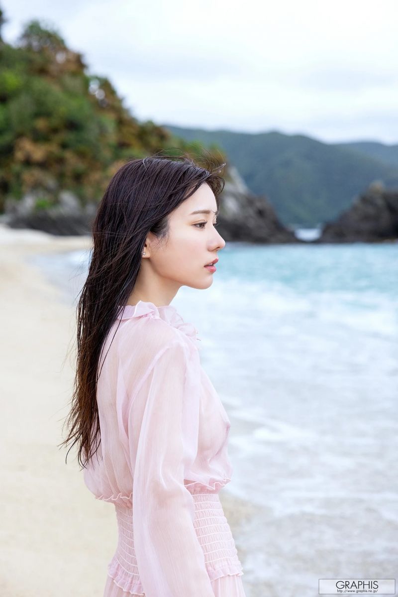 asiatisk,strand,legeme,chiffon,nuttet,kjole