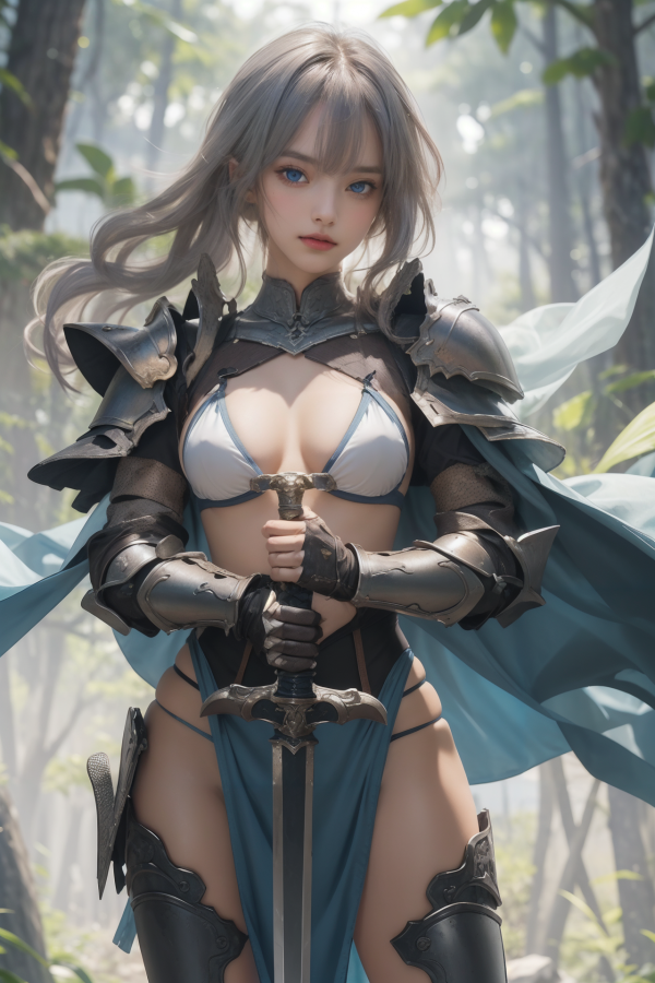 bikini,cleavage,girl,armor,breasts,cape