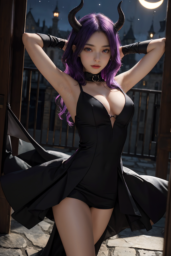 ai art,AI Girl,AIGC,black dress,breast,choker