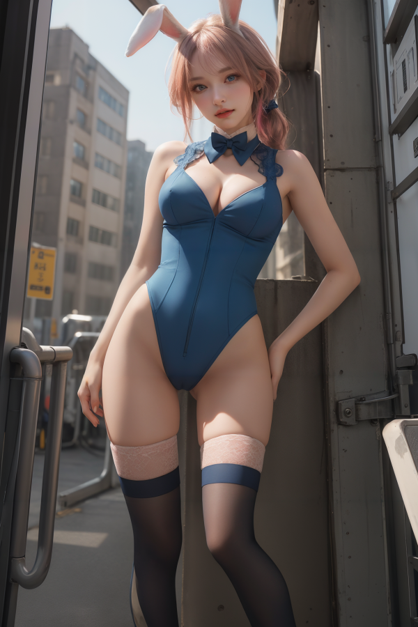 AIGC, beautiful, breasts, bunny, cleavage, cosplay