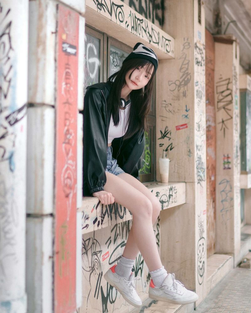 Balkon,Kopfhörer,Geländer,Frau