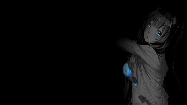 eye,flash photography,selective coloring,anime girls,anime,monochrome