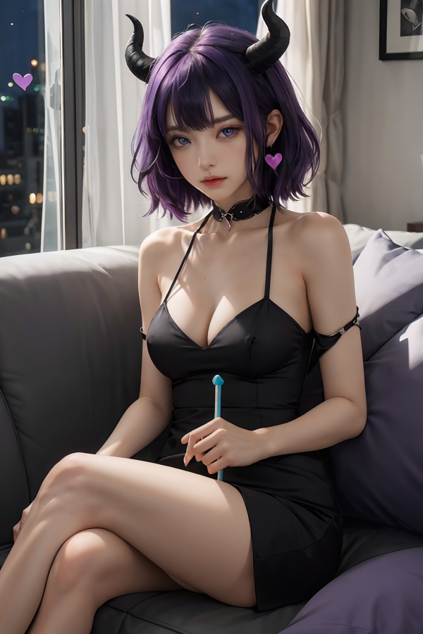 ai art,AI Girl,AIGC,black dress,breast,choker
