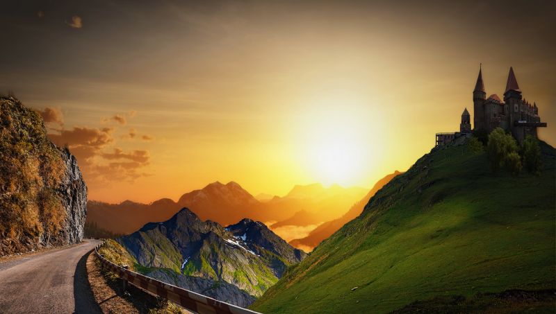 κάστρο,βουνό,τοπίο