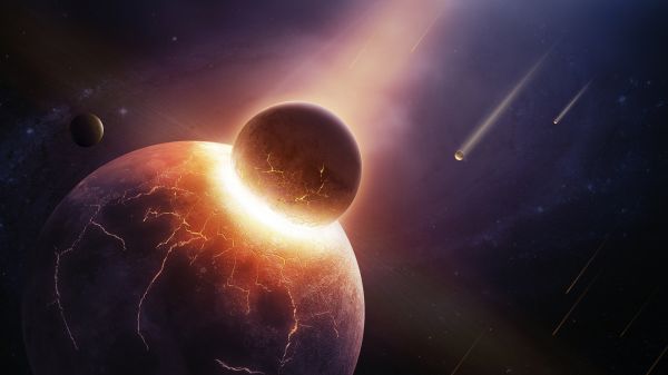 asteroid,collision,Moon,planet,space