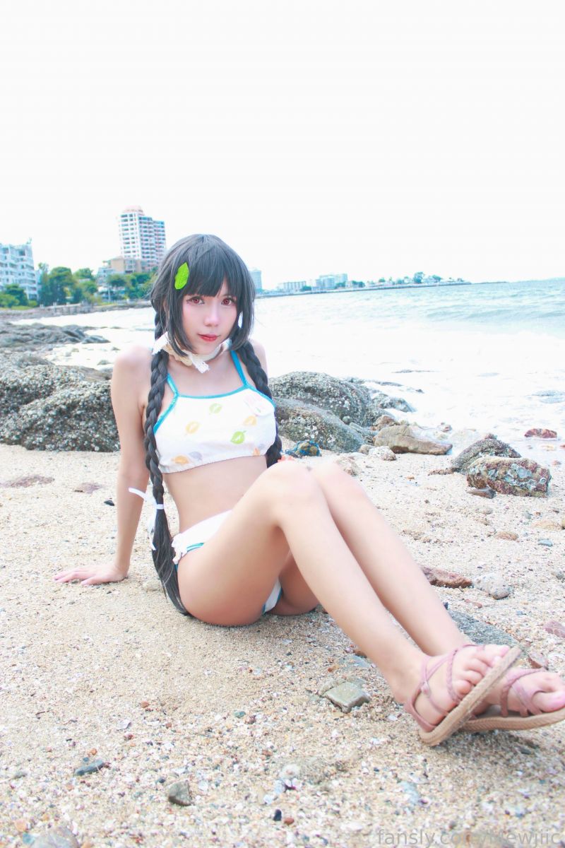 Asiático,de praia,bikini,Tranças,Cosplay,fofa