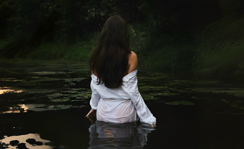 body,Canon,katrina,black hair,forest,girl