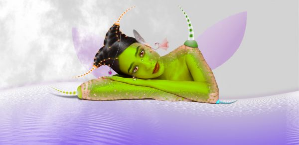 beauty,Concept,creative,black hair,clouds,color