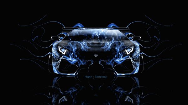 auto,car,Lamborghini Aventador,Blue Fire,Abstract Car,ART
