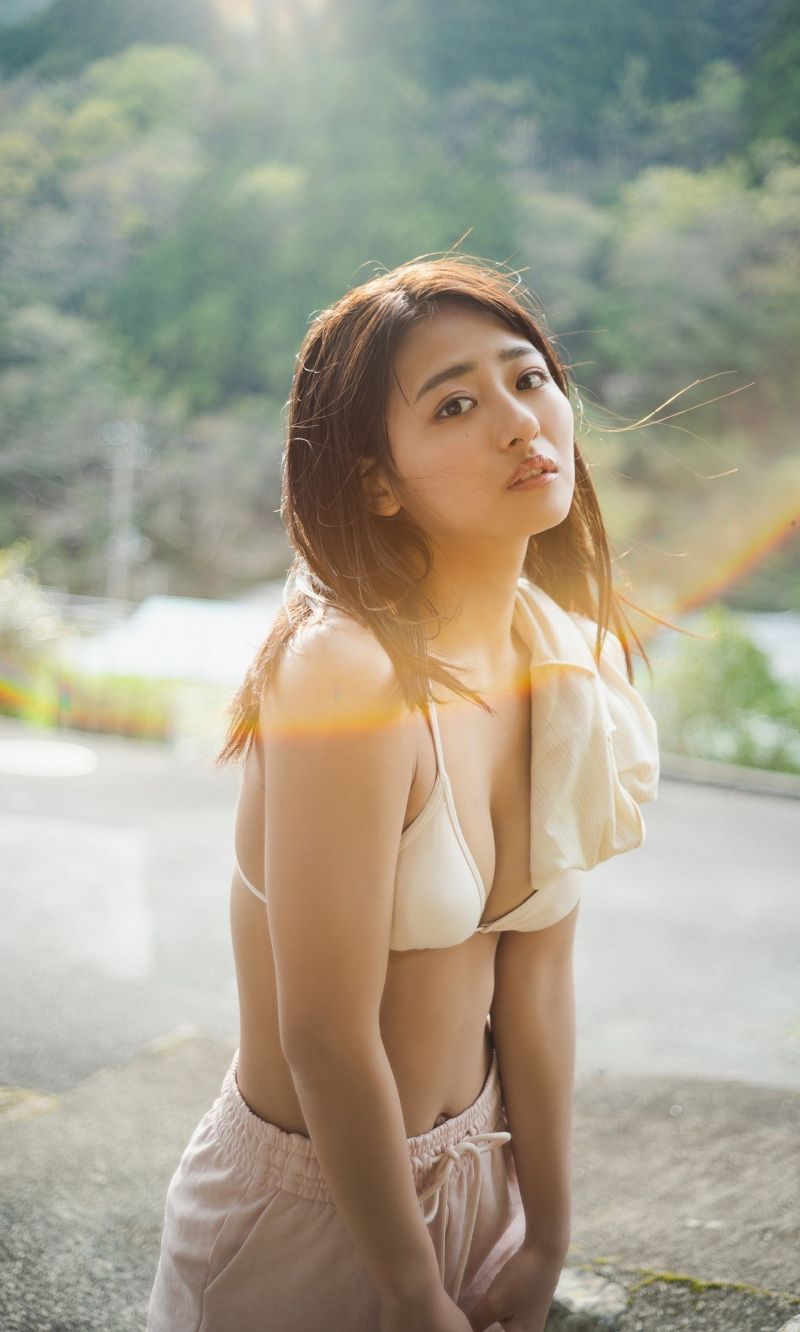 bikini,Crema,muschio,in piedi,alberi,donna