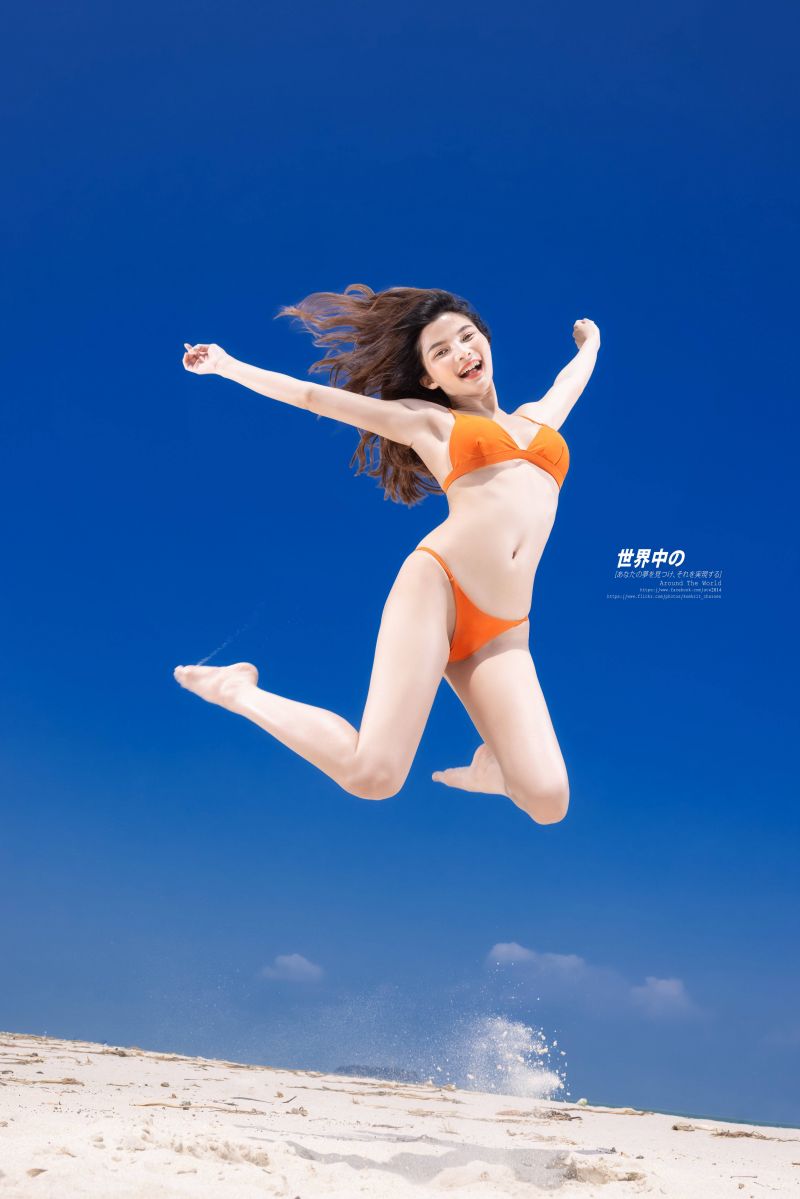 asijský,pláž,Krásná,bikiny,modrý,tělo