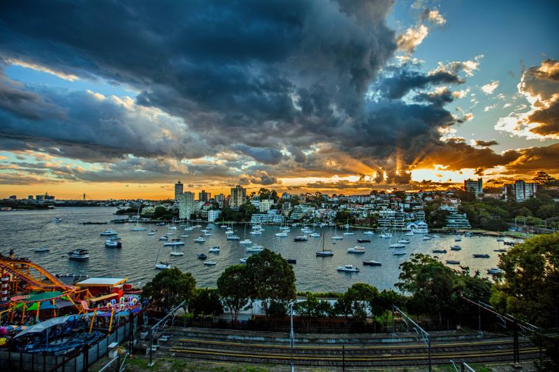 letadlová loď, architektura, modrá obloha, bokeh, most, světla města