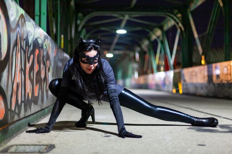 kengät,seksikäs,Kissanainen,tyttö,yö-,muotokuva