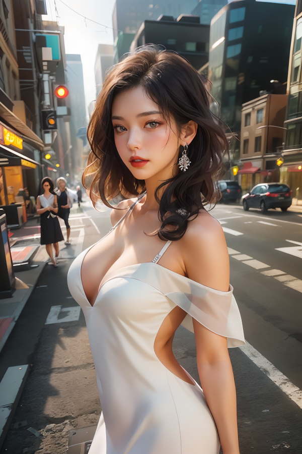 jewelry,girl,breasts,earrings,dress,ground vehicle
