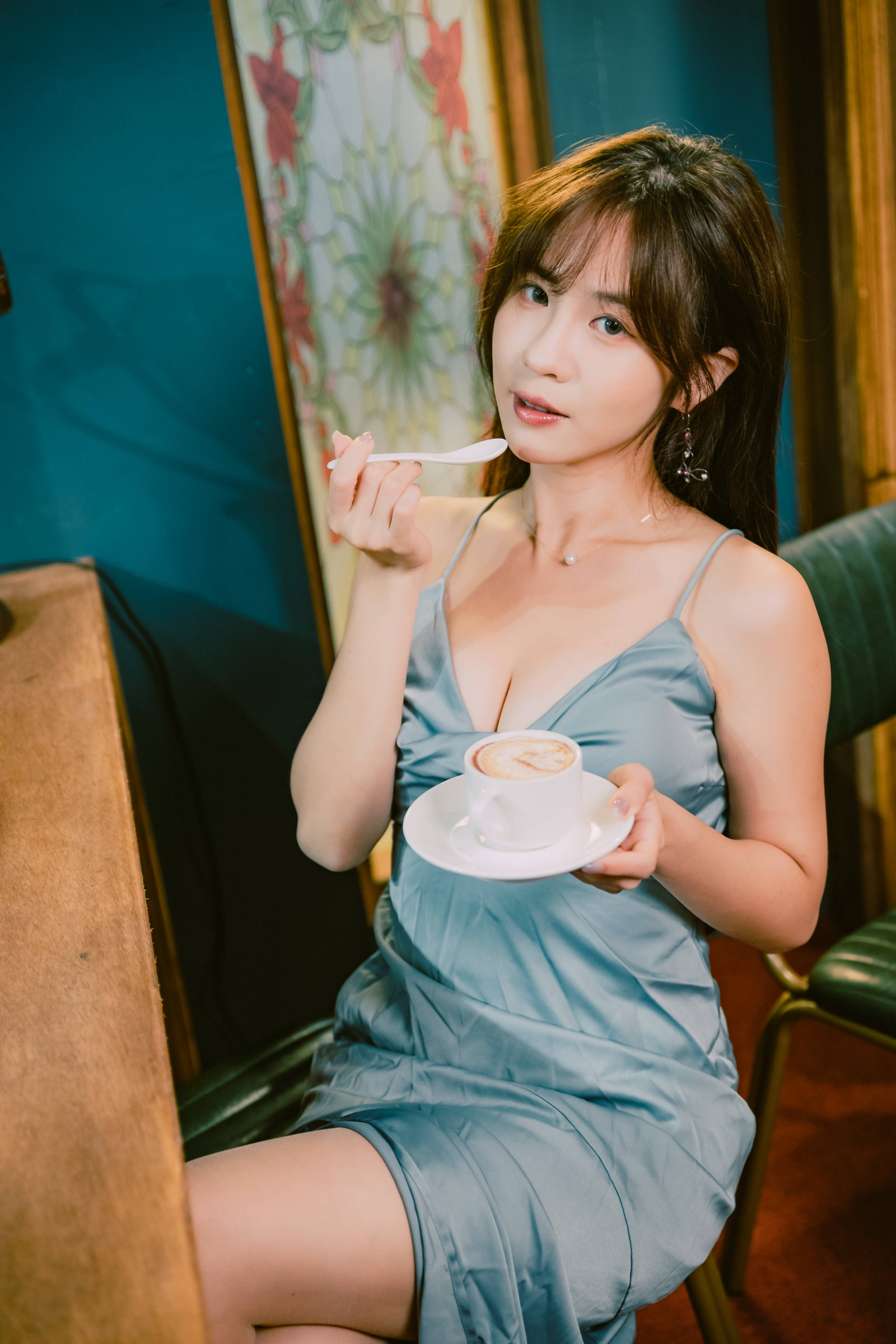 indoors, long hair, table, window, woman