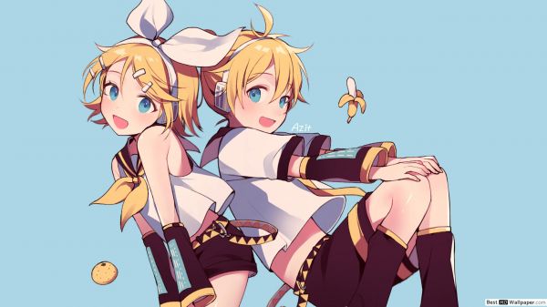 Vocaloid,Kagamine Rin,Kagamine Len,歌手,香蕉,橙子