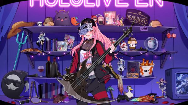 Hololive,purple,musical instrument,guitar,musician,music